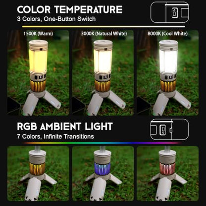 Telescopic Camping Lights with Stand, 40H Playtime, Magnetic Base - color: Gold