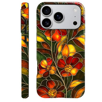 Compatible with iPhone 17 Pro,Anti-Scratch Glossy Case Cover,Stained Glass Flower 03 - color: Stained Glass Flower 03, size: IPhone 17 Pro