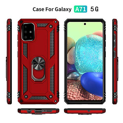 Samsung A71 5G Case, A71 5G Phone Case with Screen Protector, Military Grade Protective Cases with Ring for Samsung Galaxy A71 5G (Red) - color: Samsung Galaxy A71 5G Case Red