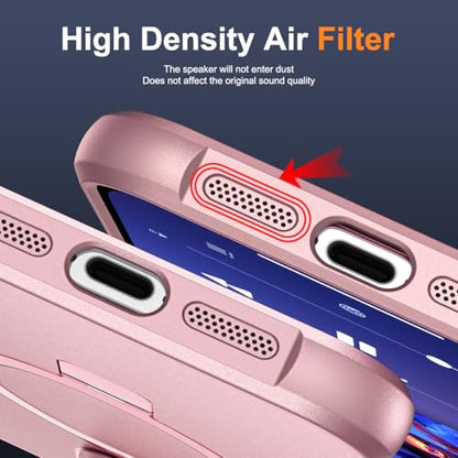 SKYLMW Compatible with iPhone 15 Plus Case with Stand,Rose Gold | iPhone 15 Plus Phone Case 6.7",Magnetic Ring Stand,Compatible with MagSafe,Military-Grade Plustection,Great Grip Feeling - color: Rose Gold, size: Iphone 15 Plus