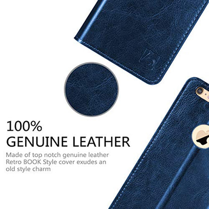 Belemay Compatible with iPhone 6s Case, Compatible with iPhone 6 Case, Genuine Leather Slim Wallet, Flip Folio Cover Card Holder Slots, Kickstand, Cash Pocket, Blue - color: Classic Blue, size: iPhone 6/6S