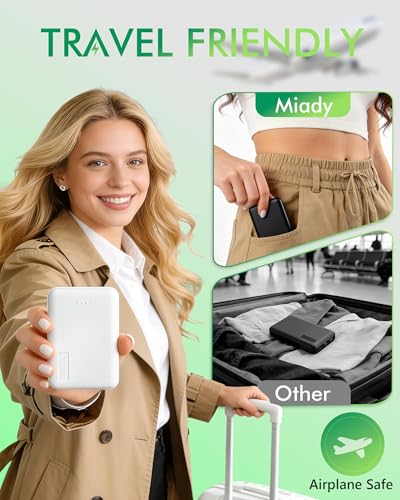 Miady 2-Pack Small Portable Charger 5000mAh Power Bank Travel Battery Pack - color: White+White