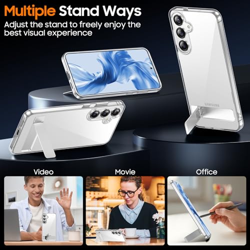 Designed for Samsung Galaxy S25 Case, Built in Hidden Kickstand Military Grade Drop Protection Never Yellowing Slim Thin Phone Case for Galaxy S25 Case 6.2"- Crystal Clear - color: Clear