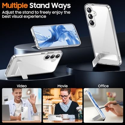 Designed for Samsung Galaxy S25 Case, Built in Hidden Kickstand Military Grade Drop Protection Never Yellowing Slim Thin Phone Case for Galaxy S25 Case 6.2"- Crystal Clear - color: Clear