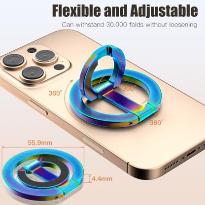 Magnetic Phone Ring Grip for MagSafe Compatible with iPhone Samsung (Color) - color: Colorful