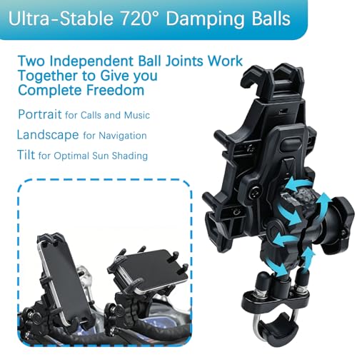 Motorcycle Phone Mount with Rain Cover & Vibration Dampening