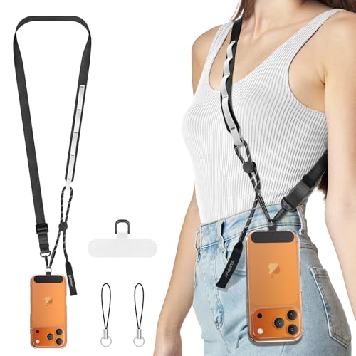 SURPHY Phone Lanyard Crossbody, Phone Strap with Light-Activated Strap - color: Black