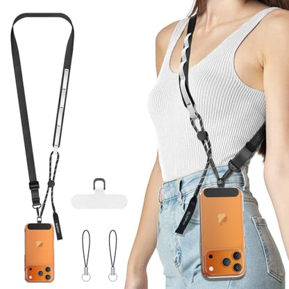 SURPHY Phone Lanyard Crossbody, Phone Strap with Light-Activated Strap - color: Black