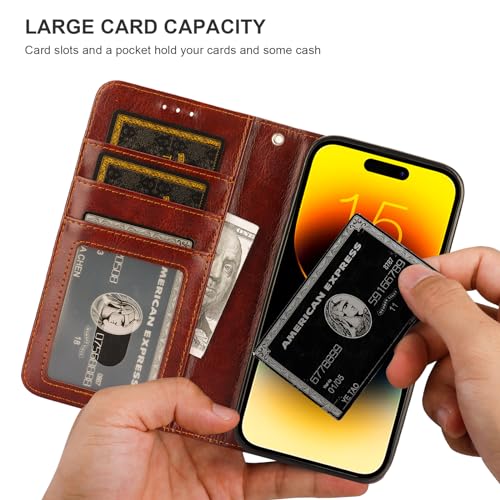 Bocasal for MagSafe Wallet Case Card Holder for iPhone 15 Pro, Brown - color: Brown for MagSafe