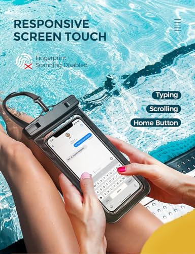 Waterproof Phone Pouch IP68 Floating Waterproof Phone Case, Dry Bag Beach Cruise Essentials with Adjustable Lanyard for iPhone 16 Pro Max / 15 Pro/Galaxy S24 S23 (Black & Clear) - color: Black & Clear