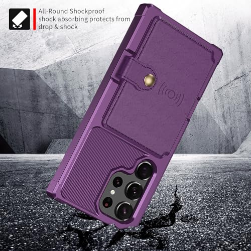 for Samsung Galaxy S23 Ultra Case with Card Holder, Compatible with Magnetic Car Mount, Heavy Duty Shockproof Rugged Soft TPU Back Leather Flip Wallet Cover Galaxy S23 Ultra 6.8", Purple - color: Purple, size: Samsung Galaxy S23 Ultra