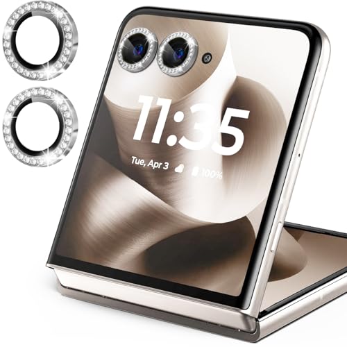 Zeking 2 Set for Motorola Razr 70/ Razr 2026 Camera Lens Protector Bling - color: Bling Silver