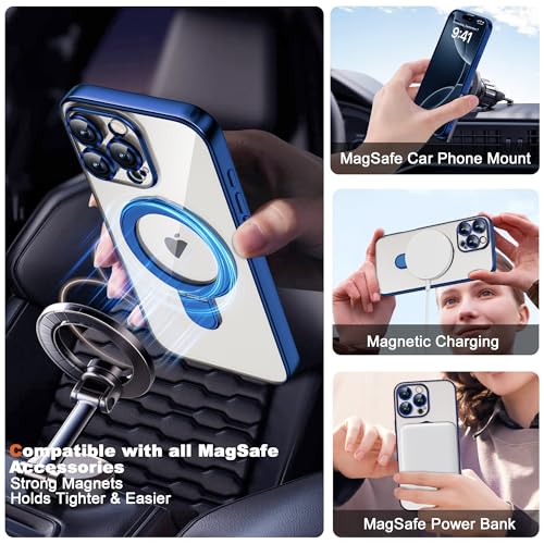 Plating Clear Phone Case for iPhone 16 Pro with Stand 6.3", Blue - color: Blue, size: Iphone 16 Pro