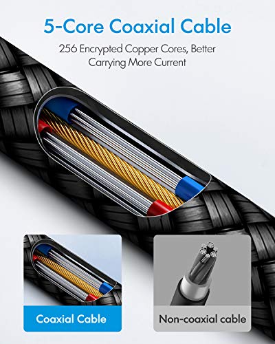 CLEEFUN USB C to USB C Cable 6ft, 5-Pack C to C Cable Fast Charging 60W - color: Black, size: 6ft+6ft+6ft+6ft+6ft