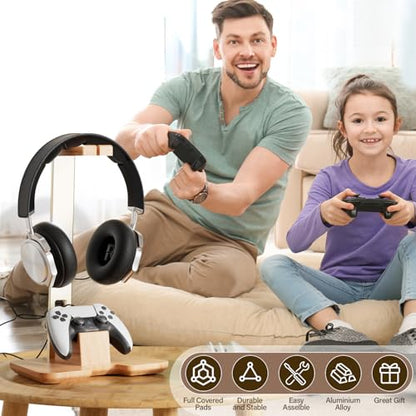 Controller and Headphone Stand for Desk Gaming Desk Accessories Controller and Headphone Holder Headset Holder Headset Stand - color: Gold