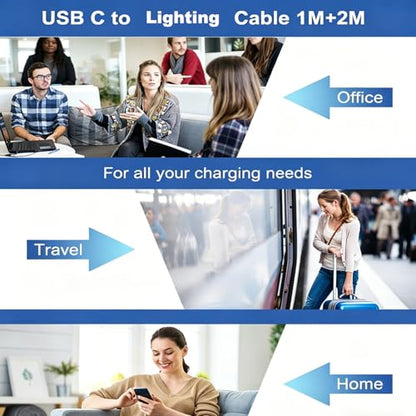 USB C to Lighting Cable 3FT+6FT iPhone Charging Cord Nylon Braided iPhone Charger Lighting Cable 2Pack iPhone Lighting Cable for iPhone 14 13 12 11 Pro Max XR XS 8 7 6 Plus SE