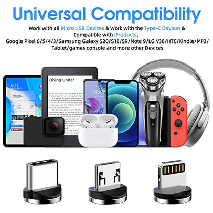 Magnetic Charging Cable, 7-Pack 540° Rotating Magnetic Phone Charger-Black - color: Black