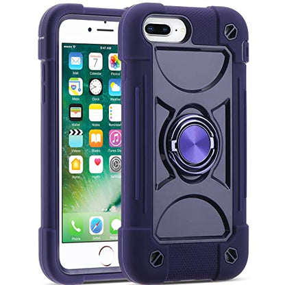MARKILL Compatible with iPhone Case with Ring Stand, Heavy-Duty Military Grade Shockproof Phone Cover (Deep Purple, iPhone SE 3rd/2nd/iPhone 8/7/6S/6) - color: Deep Purple, size: iPhone SE 3rd/2nd/iPhone 8/7/6S/6