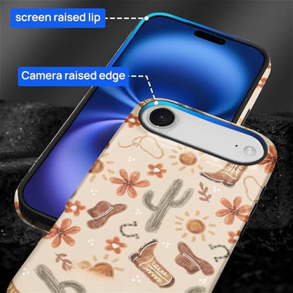 ZHEGAILIAN Case Compatible with iPhone 17 Air,Hybrid 2-Layer Hard Shell for Girl Boy Women Men,Denim Boots Cactus - color: Denim boots cactus, size: iPhone 17 Air