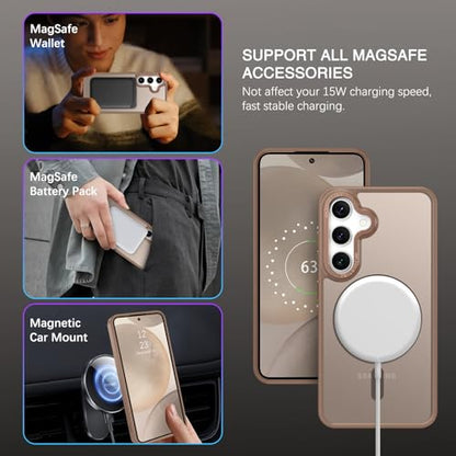 BENTOBEN Magnetic for Samsung Galaxy S24 Plus Case [Compatible with Magsafe] Translucent Matte Slim Thin Shockproof Anti-Yellow Women Men Protective Phone Cases Cover for Samsung S24 Plus 6.7", Bronze - color: Bronze