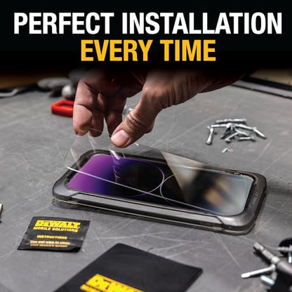 DEWALT Heavy Duty Glass Screen Protector for iPhone 12 Pro Max, 2 Pack Tempered Glass Screen Protector, Case Friendly, Perfect Install Tool Included, Long-Lasting Protection - size: iPhone 12 Pro Max