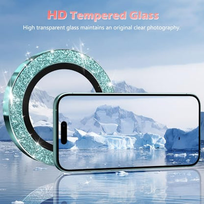 imluckies for iPhone 16 / iPhone 16 Plus Camera Lens Protector, AR+AF Tempered Glass 9H Anti-Scratch Metal Individual Lens Cover, HD Clear Camera Accessories, Glitter Teal - color: Glitter Teal