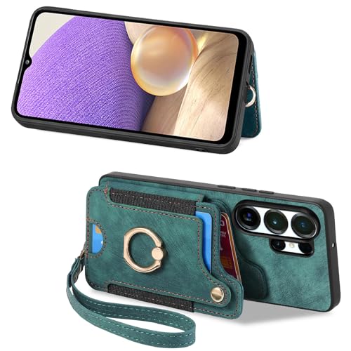 for Samsung Galaxy S26 Ultra Case Wallet with Card Slots Green | PU Leather Flip Folio Cover,RFID Blocking Ring Holder,Kickstand,Wrist Strap,Shockproof,Magnetic Protective,Women Men Girls - color: Green, size: Galaxy S26 Ultra 6.9 Inch
