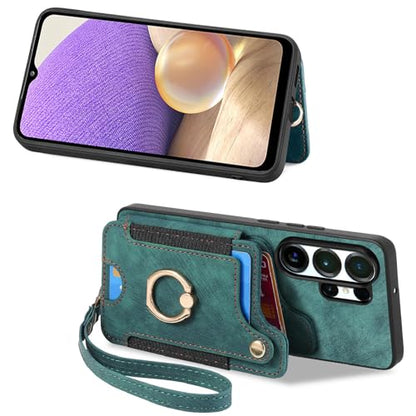 for Samsung Galaxy S26 Ultra Case Wallet with Card Slots Green | PU Leather Flip Folio Cover,RFID Blocking Ring Holder,Kickstand,Wrist Strap,Shockproof,Magnetic Protective,Women Men Girls - color: Green, size: Galaxy S26 Ultra 6.9 Inch
