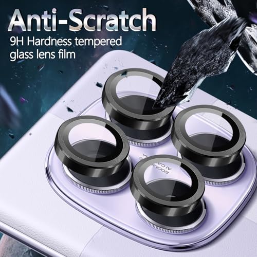 1 Pack Camera Lens Frame for Xiaomi Redmi Note 14 Pro 5G, 9H Glass Screen Protector Anti-Scratch, Tempered Glass Metal Individual Camera Cover Accessories for Redmi Note 14 Pro 5G, Black - size: for Redmi Note 14 Pro 5G