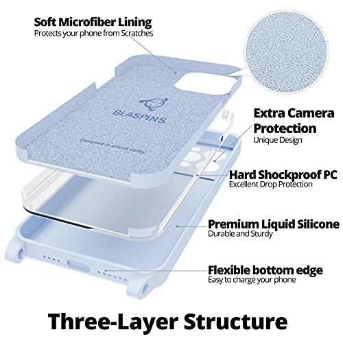 Crossbody Lanyard Strap Case for iPhone 14 Pro Max, Neck Cross Body, Adjustable Holder Removable, Drop Protection Shockproof, Hands-Free Silicone Case 6.7 inch, 150 cm Strap, iP14PM - Blue - color: Blue