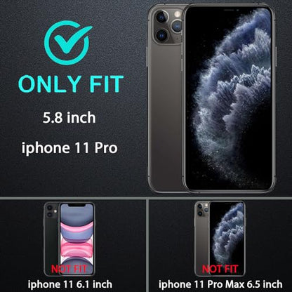 YKHJKLEC for iPhone 11 Pro Case, Military Grade 3 in 1 Heavy Duty Shockproof/Drop Proof/Dust Proof Case with 2Pcs Tempered Glass Screen Protector (Navy Blue) - color: Navy Blue