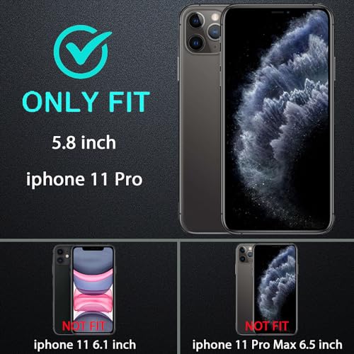 YKHJKLEC for iPhone 11 Pro Case, Military Grade 3 in 1 Heavy Duty Shockproof/Drop Proof/Dust Proof Case with 2Pcs Tempered Glass Screen Protector (Blue/Turquoise) - color: Blue/Turquoise
