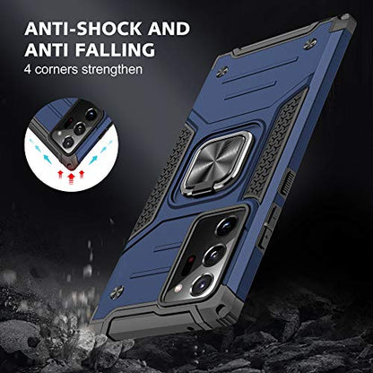 YmhxcY Galaxy Note 20 Ultra 5G Case with Self Healing Flexible TPU Film[1 Pack] Rotating Holder Phone Case for Galaxy Note 20 Ultra-KK Pure Blue - color: Blue, size: Note 20 Ultra