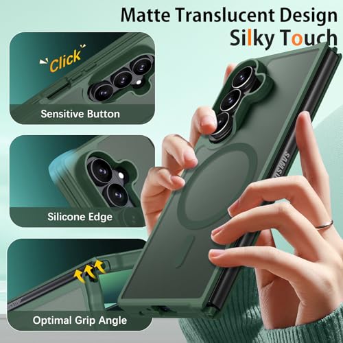 DUEDUE for Samsung Galaxy Z Fold 7 Case Magnetic[Compatible with MagSafe], Dual Layer Anti-Scratch Shockproof Cover Slim Full Protective Phone Case for Galaxy Z Fold 7 8", Green - color: Green