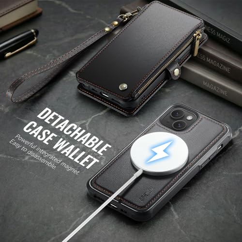 for iPhone 14 Plus - Phone Case Wallet Magnetic Detachable, Black - color: Black, size: iPhone 14 Plus