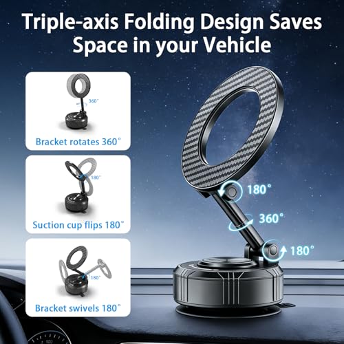 Car Mount, Vacuum Suction Phone Holder for Car, Car Phone Holder Mount, 360° Adjustable Phone Holder Wall Mount, Car Accessories for iPhone 17/16/15/14 Pro Max Cell Phone