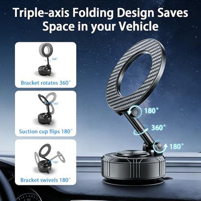 Car Mount, Vacuum Suction Phone Holder for Car, Car Phone Holder Mount, 360° Adjustable Phone Holder Wall Mount, Car Accessories for iPhone 17/16/15/14 Pro Max Cell Phone