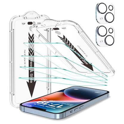 EZ-GLAZ-4+2 Pack for iPhone 14 Screen Protector (6.1") HD Clear - size: iPhone 14