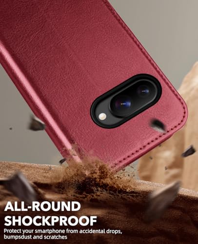 OCASE Compatible with Google Pixel 10a Wallet Case, PU Leather Flip Folio Case with Card Holders RFID Blocking Kickstand [Shockproof TPU Inner Shell] Phone Cover 2026, Red - color: Red