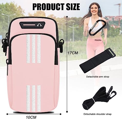 Phone Holder for Running Armband Cell Phone Crossbody Bags for Women Kids,iPhone 17 16 15 14 13 12 11 Pro Max Xs 16e Xr X Plus SE Mini Pouch,Galaxy S26 S25 S24 Ultra Note 20 Key Arm Bag Bands - color: 02-Pink with Crossbody Strap&Hook