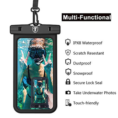 [Floating Waterproof Phone Pouch for Samsung Galaxy S25 Ultra S24 Plus S23+ S22 Note 20 Ultra A16 A15 A14 A13 A51 A71 A35 A36 5G iPhone 16E 16 15 14 Pro Max XS XR Cell Phone Dry Bag Case-Black