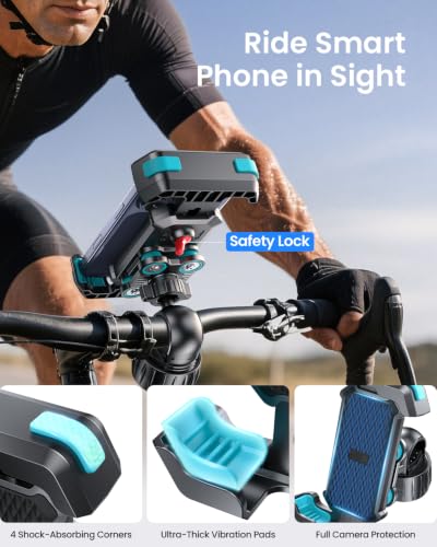LOXP Anti-Shake Bike Phone Mount with 2026 Dual Vibration Dampener - color: Blue