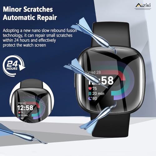 6-Pack Compatible for Fitbit Versa 4, HD Clear Flexible TPU Film, Bubble Free Full Coverage, Easy Install Kit for Fitbit Versa 4 Screen Protector - size: RM6-Fitbit Versa 4-US