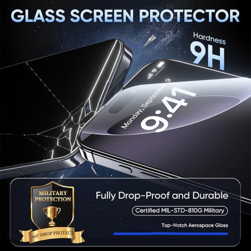 Privacy Glass Screen Protector for iPhone14 Pro，2-Pack - size: iPhone 14 Pro