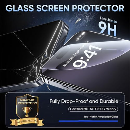Privacy Glass Screen Protector for iPhone 15 Pro Max，2-Pack - size: iPhone 15 Pro max