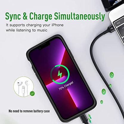 Battery Case for iPhone 13 Pro, 10000mAh Enhanced Portable Protective Smart Qi Wireless Charger Case Battery Pack with CarPlay Wireless Charging Compatible for iPhone 13 Pro (6.1 inch) - Black - size: iPhone 13 Pro