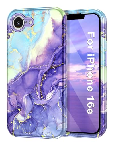 Btscase for iPhone 17e Case/iPhone 16e Case,[Military Grade Drop Tested] Marble Pattern Design Slim Rugged Shockproof Women Girls Men Protective Anti-Scratch Cover for iPhone 17e/16e, Cobalt Violet - color: Cobalt Violet, size: iPhone 17e,iPhone 16e