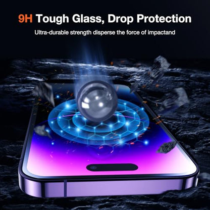 KUZOOM 2Pack Privacy Tempered Glass Screen Protector for iPhone 14 Pro Max - color: Black 14Pro Max