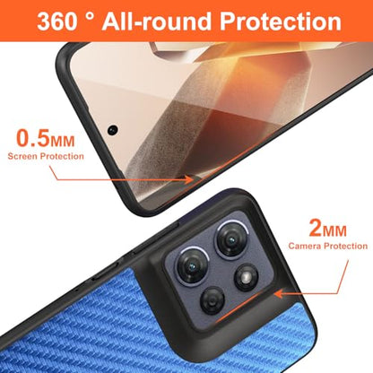 Case for Motorola Moto G Power 2025 Carbon Fibre Texture Shockproof Slim Case Non-Slip Full Body Protective Phone Case (Blue, for Moto G Power 2025) - color: Blue Power 2025