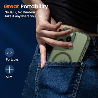 Magnetic Case for iPhone 13 Pro 6.1-Inch, [Compatible with Magsafe][Full Camera Protection] Ultra Slim Translucent Matte Shockproof Protection Phone Cover-Sage Green - color: Sage Green, size: iPhone 13 Pro